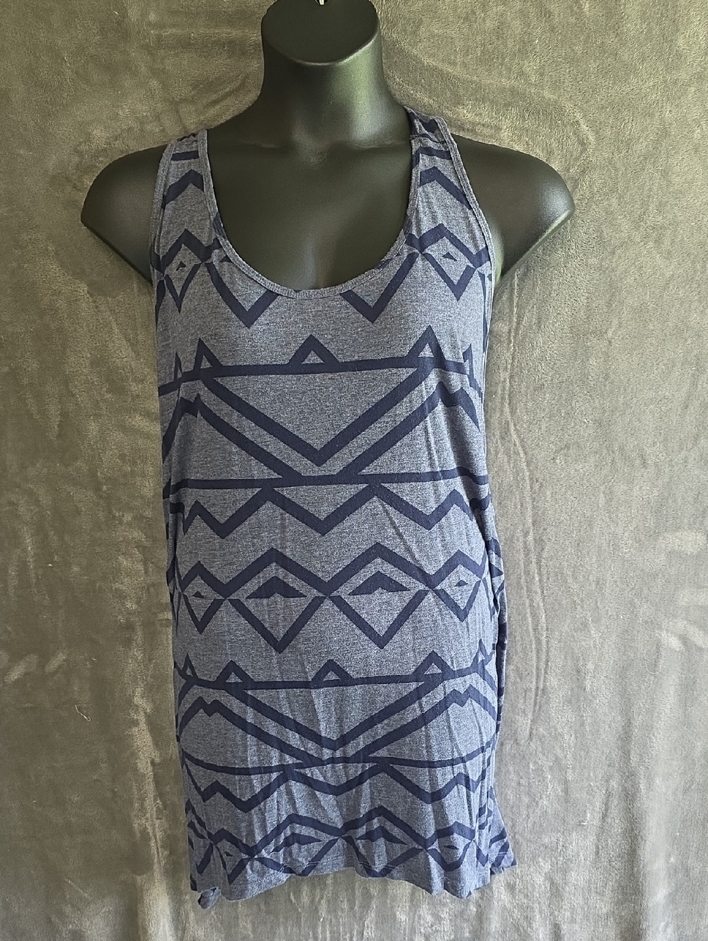 Old Navy Gray and Navy Geometric Racerback Tank